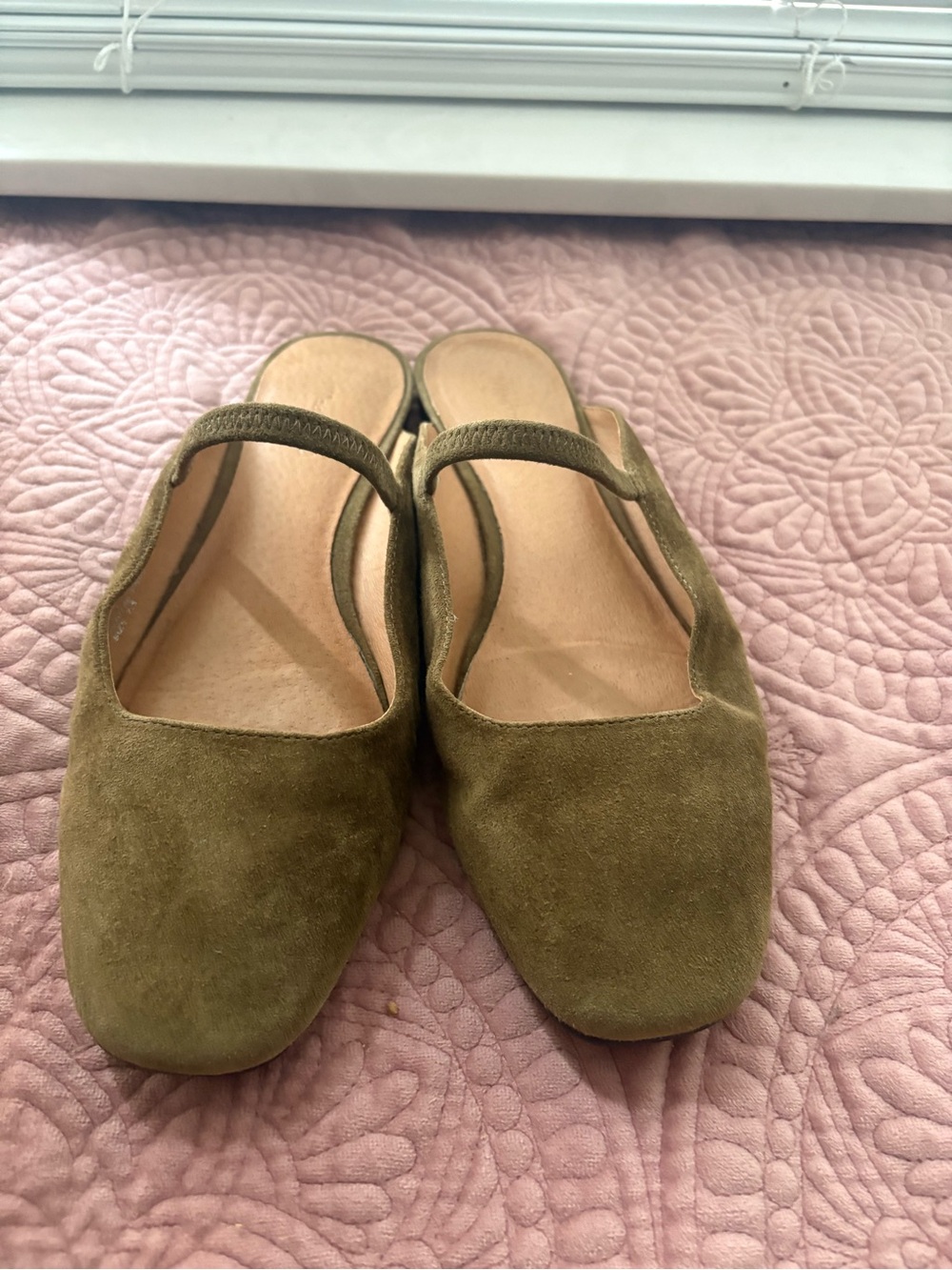 Madewell Olive Green Suede Mary Jane Mules